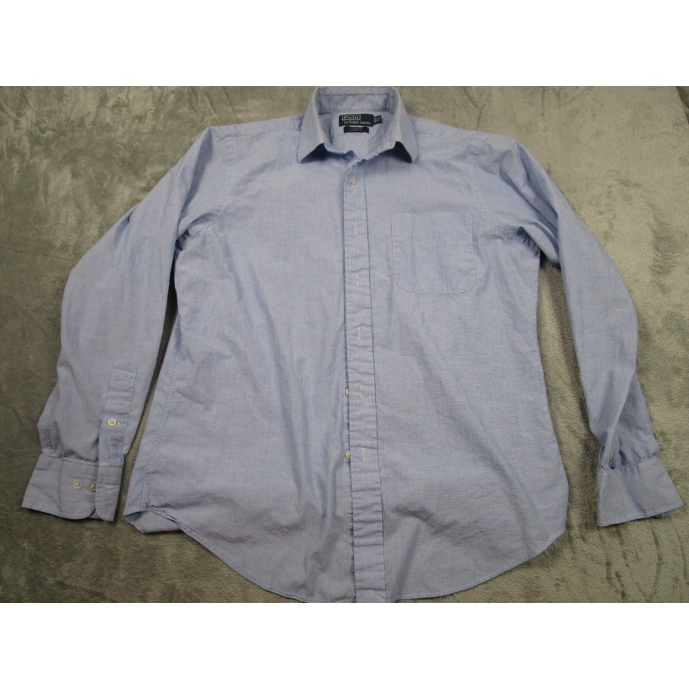 Ralph Lauren Shirt Mens 15.5‎ Blue Curham Button Down Classic Fit Long Sleeve